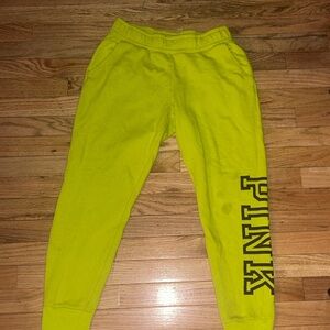 PINK Victoria's Secret Neon Yellow Joggers